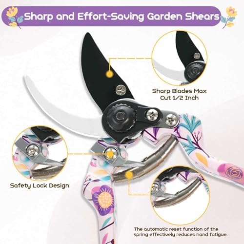 Velway 5 Piece Gardening Tool Set, Mom Gift with Bag and Gloves, Floral Print Gardening Tools, Ideal Garden Gift, Gift for Women, Day - Image 4