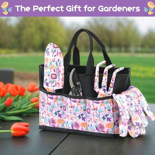 Velway 5 Piece Gardening Tool Set, Mom Gift with Bag and Gloves, Floral Print Gardening Tools, Ideal Garden Gift, Gift for Women, Day - Image 8