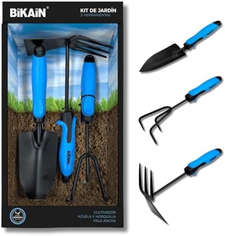 BIKAIN - Gardening Kit - 3 Tools - Includes Wide Shovel, Lance+Fork and Cultivator - Ergonomic and Non-Slip Handles - Steel Tool - Image 2