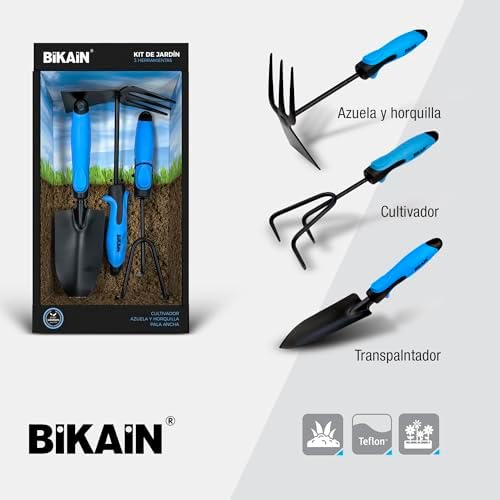 BIKAIN - Gardening Kit - 3 Tools - Includes Wide Shovel, Lance+Fork and Cultivator - Ergonomic and Non-Slip Handles - Steel Tool - Image 3