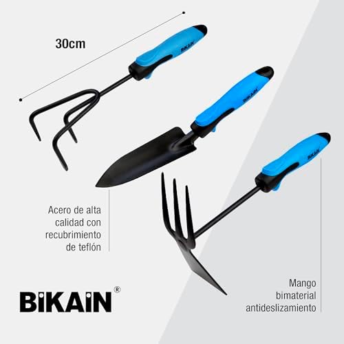 BIKAIN - Gardening Kit - 3 Tools - Includes Wide Shovel, Lance+Fork and Cultivator - Ergonomic and Non-Slip Handles - Steel Tool - Image 4