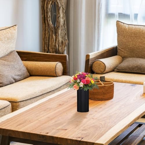 Flower Vase, 2 Pieces Plastic Flower Vases Striped Modern Durable Black Vase for Living Room Office Wedding Decoration (20 x 10 cm) - Image 8