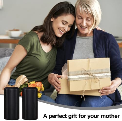 Flower Vase, 2 Pieces Plastic Flower Vases Striped Modern Durable Black Vase for Living Room Office Wedding Decoration (20 x 10 cm) - Image 7