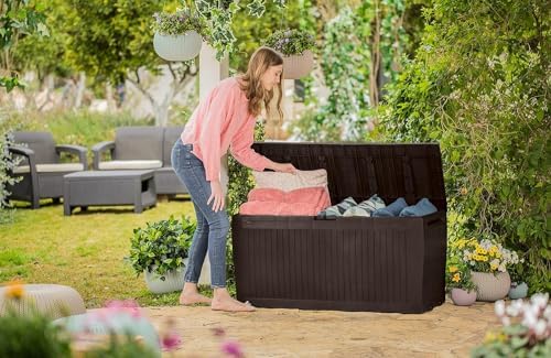 Keter Comfy – Outdoor Storage Chest, Capacity 270 L, Resin, Brown, Garden and Terrace, 44.7 x 116.5 x 57 cm - Image 11