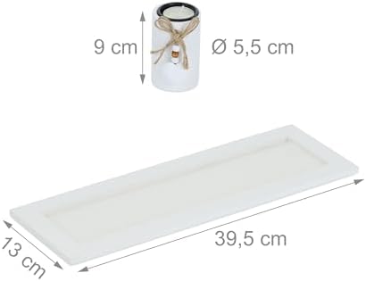 Relaxdays Candle Holder Set with Tray and Decorative Stones, 39.5 cm Long, 4 Tealights, Table Decoration, White - Image 5