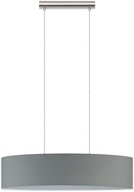 EGLO Lámpara colgante PASTERI, lámpara de suspensión textil con 2 bombillas, lámpara suspendida ovalada de acero y tela, color níquel mate, gris, casquillo E27, L 75 cm - Image 3