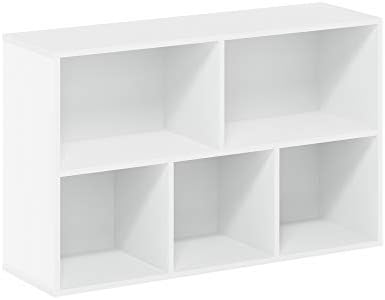 Furinno Luder Open Bookcase, 5 Cube, White - Image 8