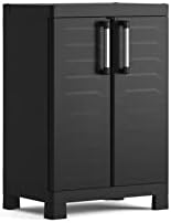 Keter Armario Detroit Bajo|Amario Bajo de almacenaje|Resina|2 puertas y 2 baldas regulables en altura|Color Negro|182 x 65 x 45 cm - Image 2