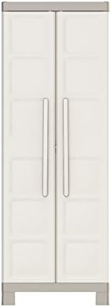 Keter Excellence Escubierta Wardrobe Storage Broom Cabinet | Resin | 2 Doors and 4 Shelves, 3 Height Adjustable and 1 Fixed | Sand/Grey | 182 x 65 x 45 cm - Image 5