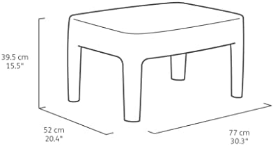 Keter Tarifa Balcony Outdoor Garden or Terrace Set 2 Seater and Table with Cushions Included, Resin with Round Rattan Finish, Graphite Colour - Image 5