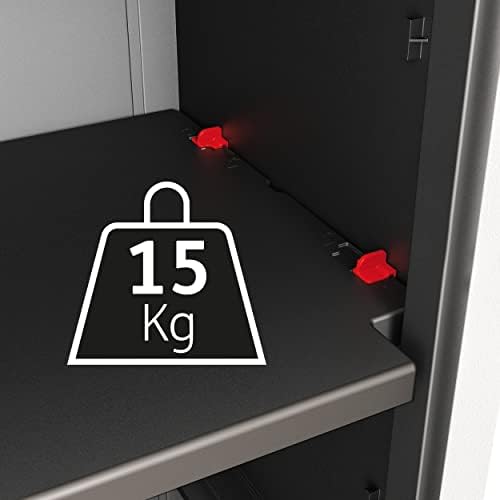 Keter Armario Detroit Bajo|Amario Bajo de almacenaje|Resina|2 puertas y 2 baldas regulables en altura|Color Negro|182 x 65 x 45 cm - Image 7