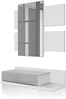 Habitdesign Hallway with Drawer and Mirror, Entrance Cabinet, Tekkan Model, Finished in Artik White and Cement Grey, Measurements: 75 cm (W) x 116 cm (H) x 29 cm (D) - Image 5