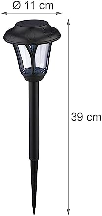 Relaxdays Pack of 10 LED Solar Lights, Outdoor Lanterns with Stake, 39 x 11 cm, Modern Garden Lighting, Black, 39 x 11 x 11 cm - Image 5