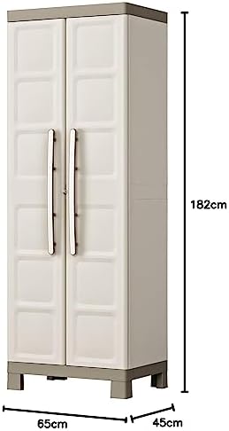 Keter Excellence Escubierta Wardrobe Storage Broom Cabinet | Resin | 2 Doors and 4 Shelves, 3 Height Adjustable and 1 Fixed | Sand/Grey | 182 x 65 x 45 cm - Image 4
