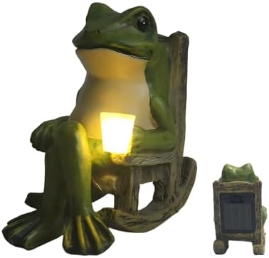 Solar Garden Frog Ornaments Outdoor, 3.9" Resin Frog Figurine with Waterproof LED Lights, Cute Garden Decor for Yard, Balcony and Yard, Unique Gift from - Image 2