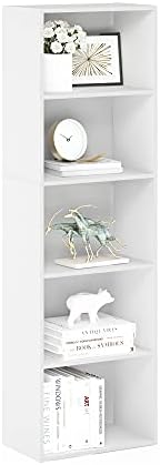 Furinno Luder Open Bookcase, 5 Levels, White - Image 2