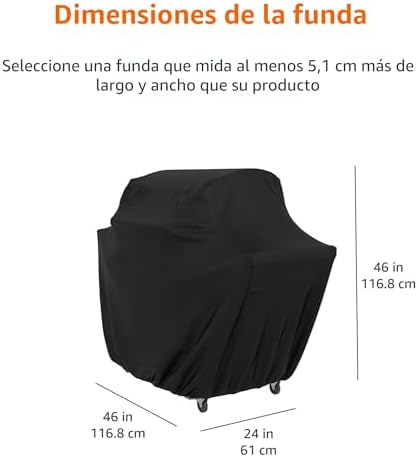 Amazon Basics Outdoor Gas BBQ Cover Waterproof 117 x 61 x 117 cm Black - Image 3