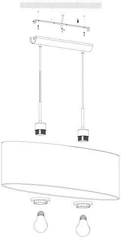 EGLO Lámpara colgante PASTERI, lámpara de suspensión textil con 2 bombillas, lámpara suspendida ovalada de acero y tela, color níquel mate, gris, casquillo E27, L 75 cm - Image 8