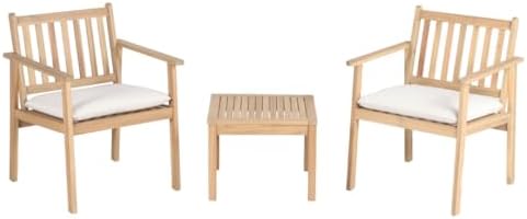 BAÏTA - 2 seater Rio garden lounge in FSC bleached Acacia Wood with raw cushions, Banquet set, armchairs and coffee table Outdoor Furniture - Image 2