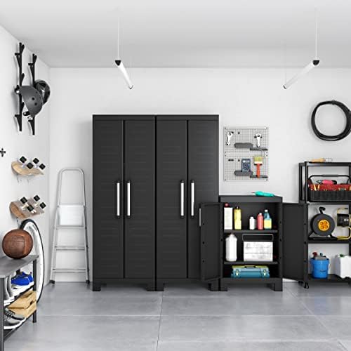 Keter Armario Detroit Bajo|Amario Bajo de almacenaje|Resina|2 puertas y 2 baldas regulables en altura|Color Negro|182 x 65 x 45 cm - Image 3