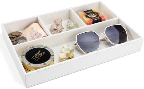 GORESE Valet Tray Leather Drawer Office Desk Storage Box Bedside Storage Tray Empty Organizer Pencil Holder for Keys - Image 2