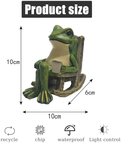 Solar Garden Frog Ornaments Outdoor, 3.9" Resin Frog Figurine with Waterproof LED Lights, Cute Garden Decor for Yard, Balcony and Yard, Unique Gift from - Image 3