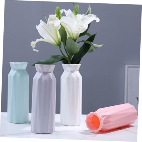 VALICLUD 4 Pieces Modern Geometric Vases for Home and Office Decoration Sturdy Small Vases with Smooth Surface and Neutral Colors Grey Pink Blue White for Flowers - Image 10