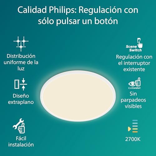 Philips Superslim Ceiling Light, Functional LED Ceiling Light, White, Warm White, Dimmable 27 K - 18 W - Image 4