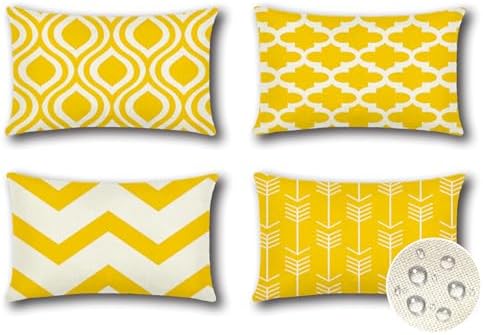 JOTOM Set of 4 Outdoor Cushion Covers Waterproof 30x50cm Geometric Modern Outdoor Pillow Covers Decorative for Patio Garden Bedroom Sofa Chair Bed - Image 2