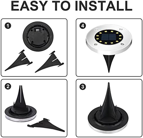 GIGALUMI Solar Ground Lights, 12 LED 8 Pack In-Ground Lights, Solar Pathway Deck Lights, Landscape Lamp for Lawn, Patio, Pool and Yard (Warm White) - Image 8