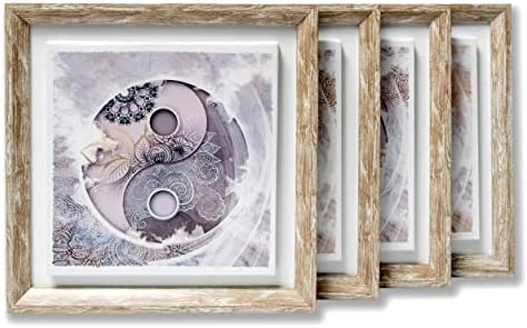 DekoArte - Ying Yang Mandala Modern Living Room Decor Pictures 30 x 30 cm x 4 Pieces – Set of Pictures with Shabby Chic Frame. - Image 7