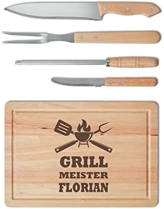 Personalised 4 Piece Stainless Steel BBQ Grill Set - Gifts for Men - Engraved Wooden Board - Great Barbecue Accessory - Gift for Grilling Lovers - Image 2