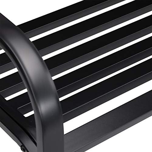 Relaxdays Garden Bench, 2 Seater Park Seat, Rustic Design, Comfortable Outdoor Furniture, Metal, 87 x 127 x 60 cm, Black - Image 9