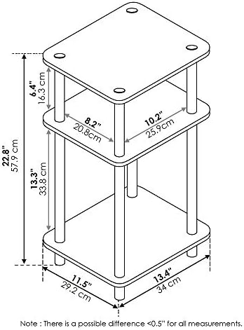 Furinno Just-3-Tier Turn-N-Tube Side Table, 1-Pack, Columbia Walnut/Black - Image 4