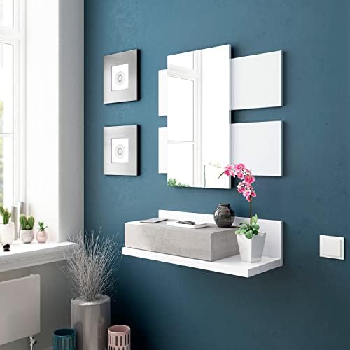 Habitdesign Hallway with Drawer and Mirror, Entrance Cabinet, Tekkan Model, Finished in Artik White and Cement Grey, Measurements: 75 cm (W) x 116 cm (H) x 29 cm (D) - Image 3