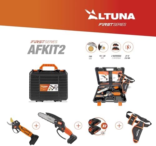 Altuna - Titanium Battery Pruning Kit - Battery Chainsaw + Electric Pruning Shears - Includes 2 2Ah Batteries - With Case, Charger and Belt Holder - Image 3