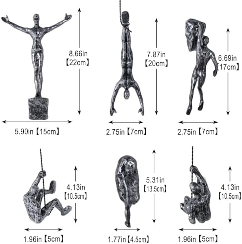 6 Piece Climber Sculpture, Modern Decorative Wall Art for Male Wall, Unique Rust Climber Art, Male Statue Decorative for Home, Hanging Decor for Home - Image 4