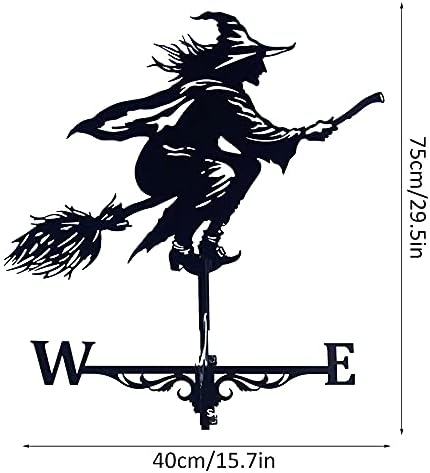 Black Witch Shape Metal Paddles 75 x 40 cm Wind Direction Indicator for Garden Decoration Outdoor Roof Wind Paddle Patio Decor - Image 5
