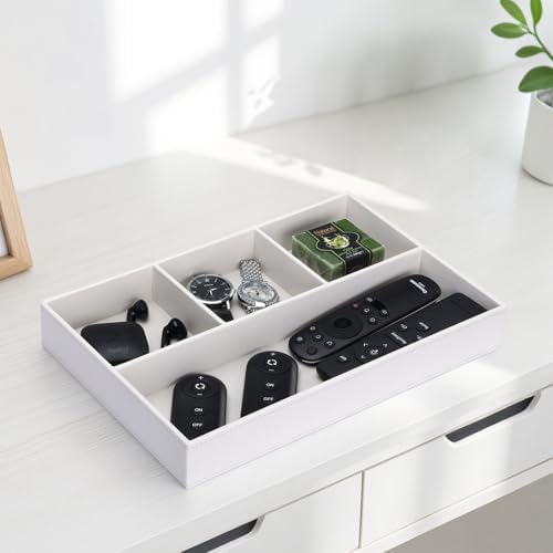 GORESE Valet Tray Leather Drawer Office Desk Storage Box Bedside Storage Tray Empty Organizer Pencil Holder for Keys - Image 9