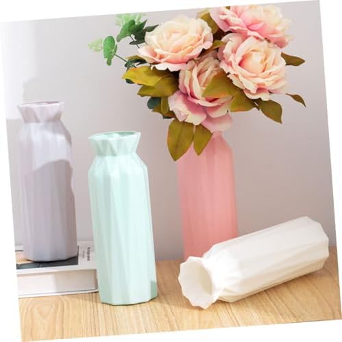 VALICLUD 4 Pieces Modern Geometric Vases for Home and Office Decoration Sturdy Small Vases with Smooth Surface and Neutral Colors Grey Pink Blue White for Flowers - Image 7