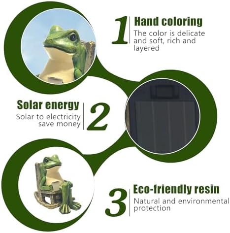 Solar Garden Frog Ornaments Outdoor, 3.9" Resin Frog Figurine with Waterproof LED Lights, Cute Garden Decor for Yard, Balcony and Yard, Unique Gift from - Image 6