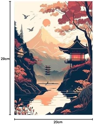 Set of 3 Wooden Base Paintings, Living Room Decoration, Modern, Bedrooms, Room, Oriental, Japanese, Chinese with Metal Hangers, (29 x 20 cm Each Picture) - Image 7