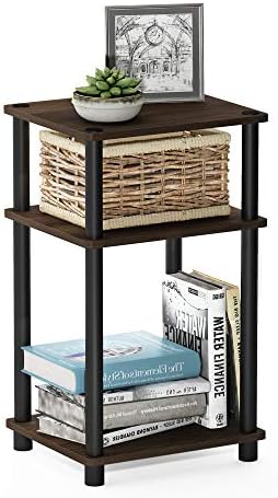 Furinno Just-3-Tier Turn-N-Tube Side Table, 1-Pack, Columbia Walnut/Black - Image 2