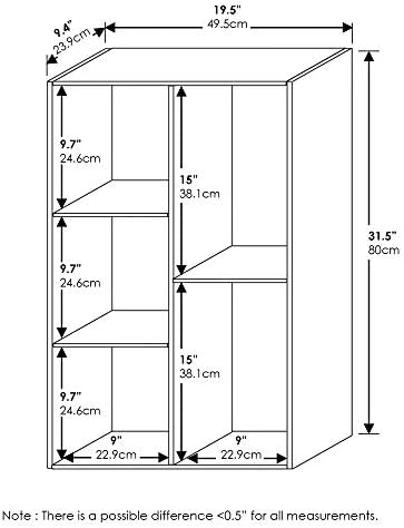 Furinno Luder Open Bookcase, 5 Cube, White - Image 4