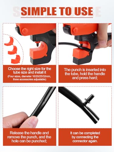 Kalolary Drip Irrigation Hole Drilling Machine, Hole Drilling Tool, Lawn and Garden Irrigation Pipe Drilling Machine for 16/20/25/32mm PE Pipe (Orange) - Image 7