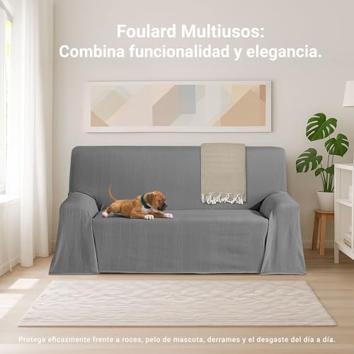 Multi-Purpose Foulard Size 230 x 260 cm for Sofa or Bed – Multipurpose Bedspread Anthracite Decorative Bedspread for Sofa, Bed – Jarapa Sofa or Bed Protector Light and Elegant - Image 4