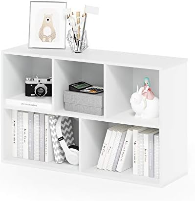 Furinno Luder Open Bookcase, 5 Cube, White - Image 2