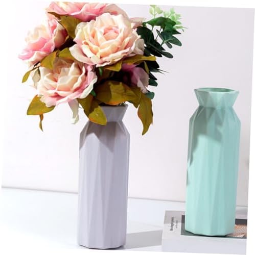 VALICLUD 4 Pieces Modern Geometric Vases for Home and Office Decoration Sturdy Small Vases with Smooth Surface and Neutral Colors Grey Pink Blue White for Flowers - Image 8