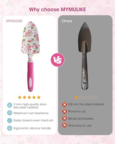 MYMULIKE Garden Tools for Women, 26 Pcs Floral Style Gardening Tool Set, Gardening Gift Kit with Gloves, Storage Bag, Garden Accessories - Image 4