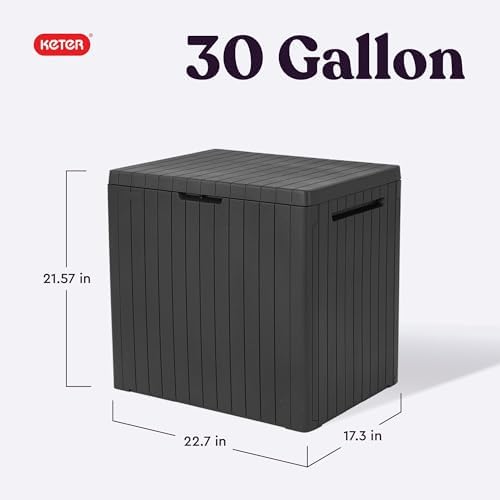 Keter City 30 Gallon Resin Box for Patio Furniture, Pool Accessories and Storage for Outdoor Toys, Dark Gray - Image 3